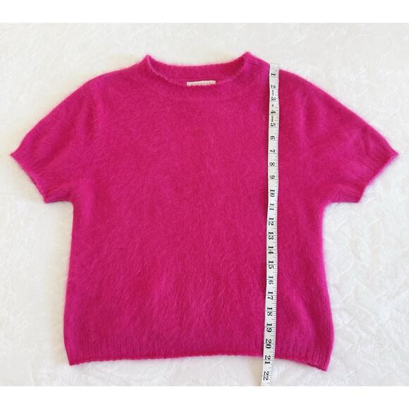 Vintage Express Size M Angora Fuzzy Pullover Sweater Top Hot Pink 90s Y2K - Picture 5 of 9